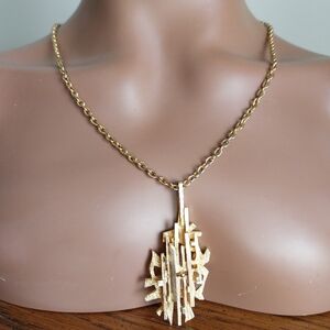 Gold Abstract  Modernist Pendant Necklace - Women Jewelry